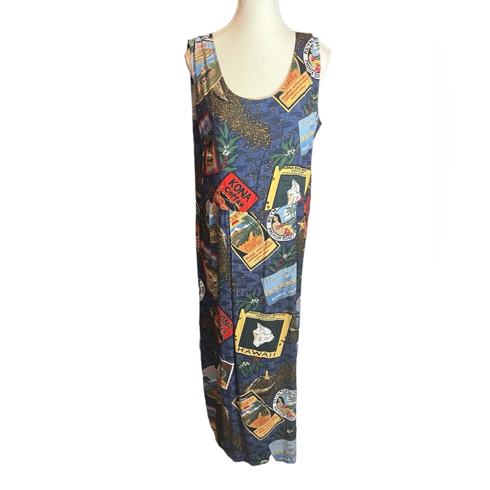 Vintage Reyn Spooner Hawaiian dress mexi length scoop neck ladies large